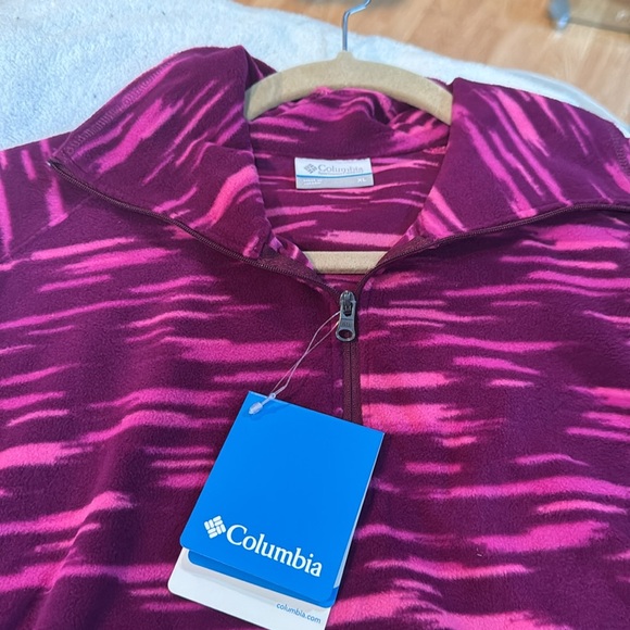 NWT COLUMBIA Sz XL Fleece Outerwear Purple Tiger Striped 1/4 Zip Sz XL BR1 - Picture 2 of 5